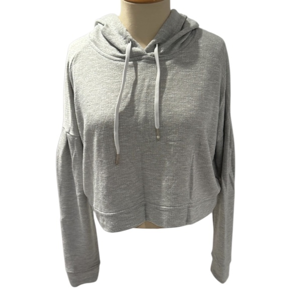 ALALA grey sparkle boxy cropped hoodie sweatshirt - size small - Picture 1 of 5